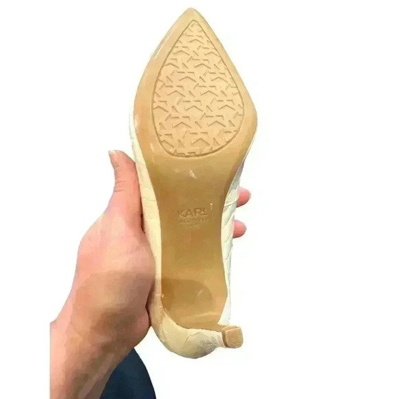 - Karl Langerfeld Paris Royale White Leather Reptile Print Heels in Size 6… - Picture 6 of 8